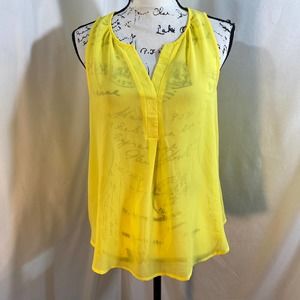 DNA Couture Yellow V-Neck Sleeveless Blouse Sz M